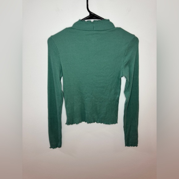 NWT SM American Eagle Green Ribbed Long Sleeve Turtle Neck Shirt - Picture 8 of 10